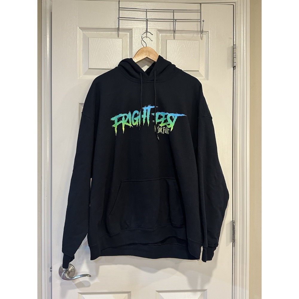 Six Flags Fright Night Black Hoodie Size‎ L